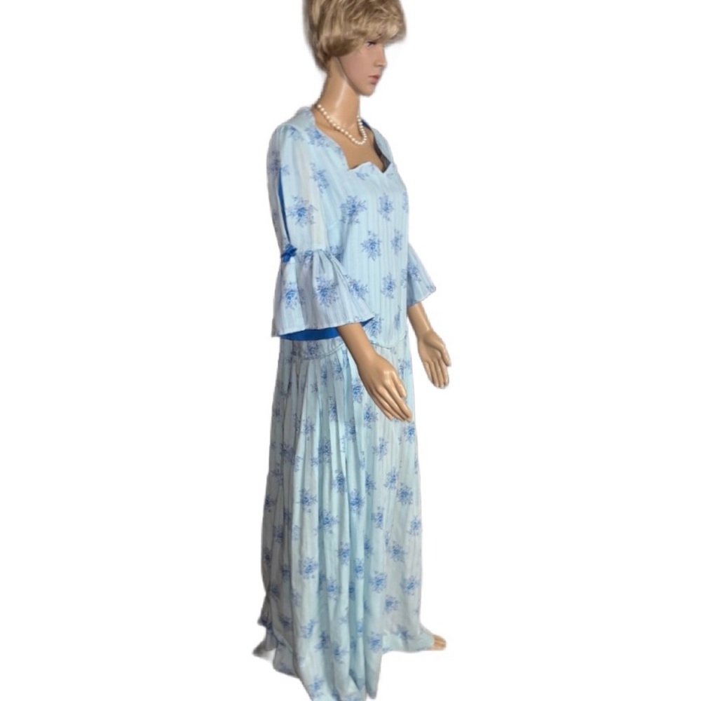 Katerina Originals ~ 2 X-Large ~ Vintage (70’s) ~ Blue Floral ~ Boho Maxi Dress - Picture 5 of 16